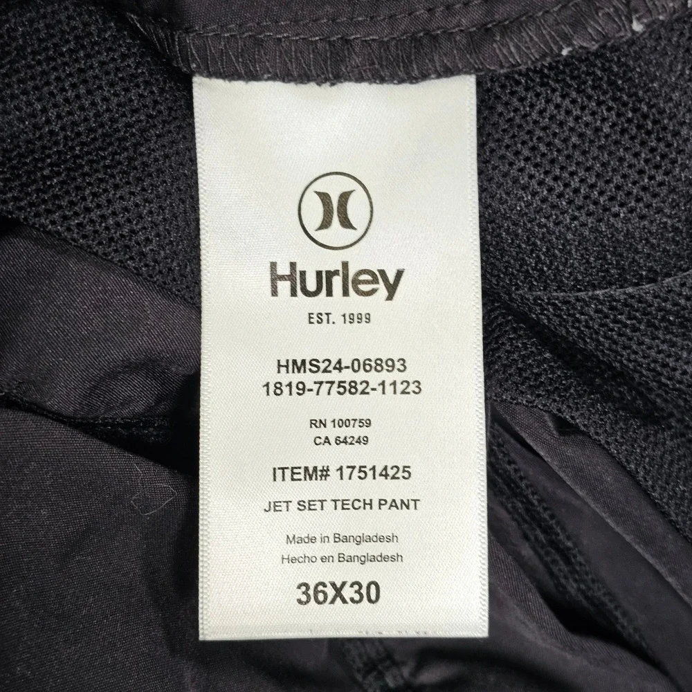 Hurley Jet Set Tech Pants Mens 36x30 Khaki & Black Performance Hiking 2-Pack
